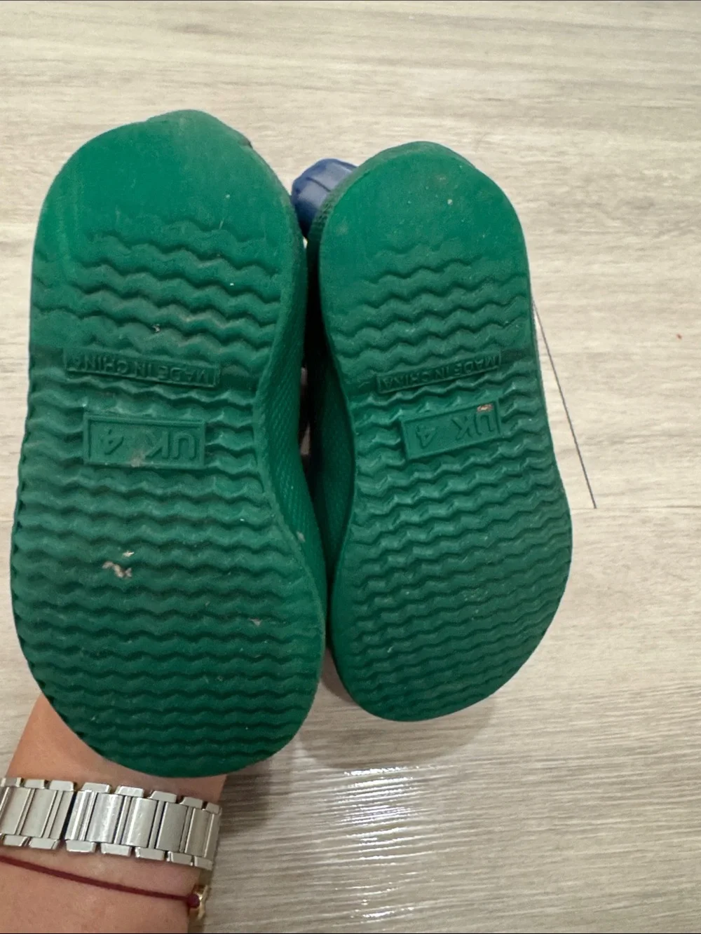 Hunter Kids Navy Blue Rain Boots with Green Soles